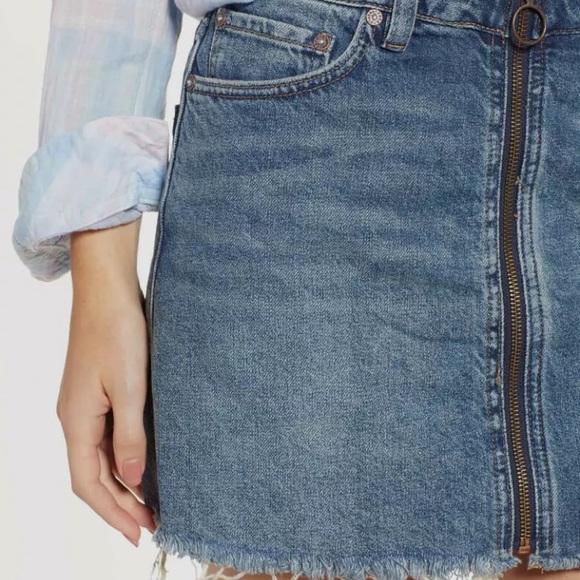 FP “Zip it Up” Distressed Denim Skirt - Picture 5 of 11